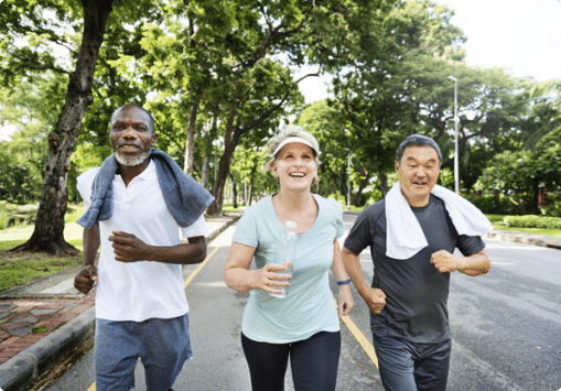 Group Running Group of three people running