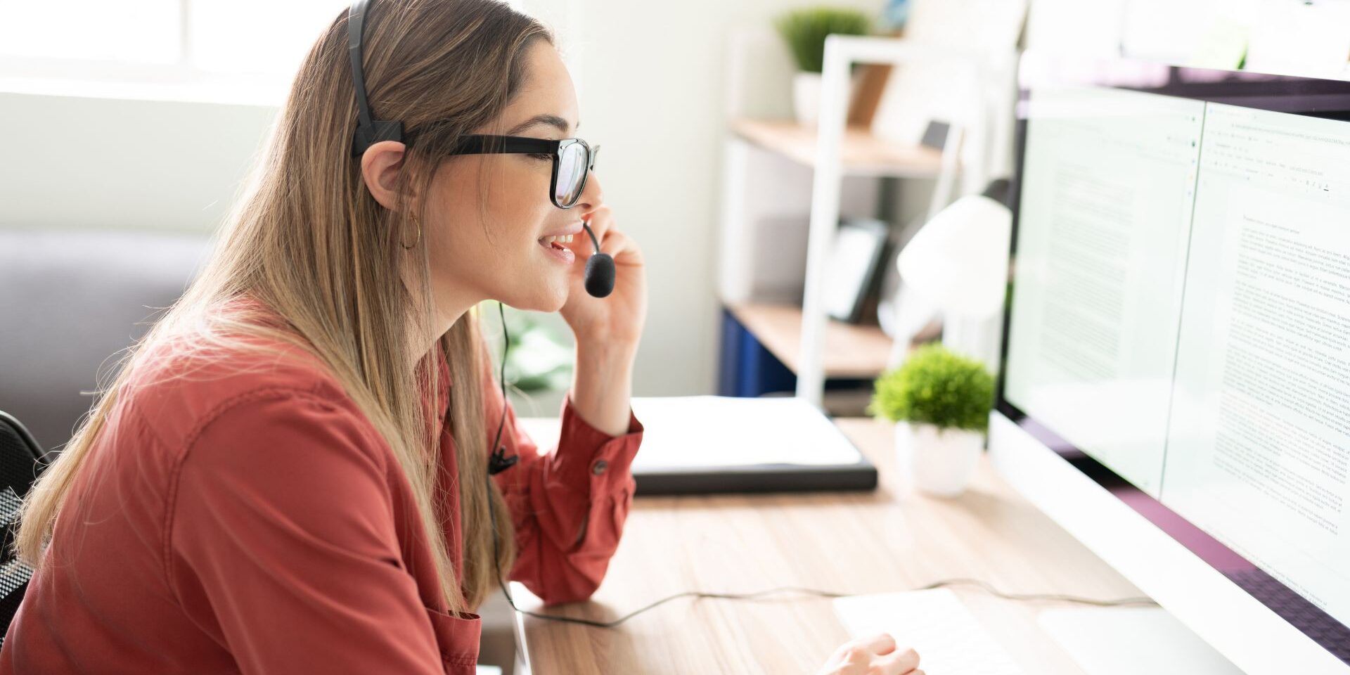 Receptionist talking on the phone